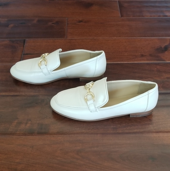 ANN TAYLOR Chain Bit Leather Loafers - Pearl Shadow Cream - Size 6 - Picture 7 of 8
